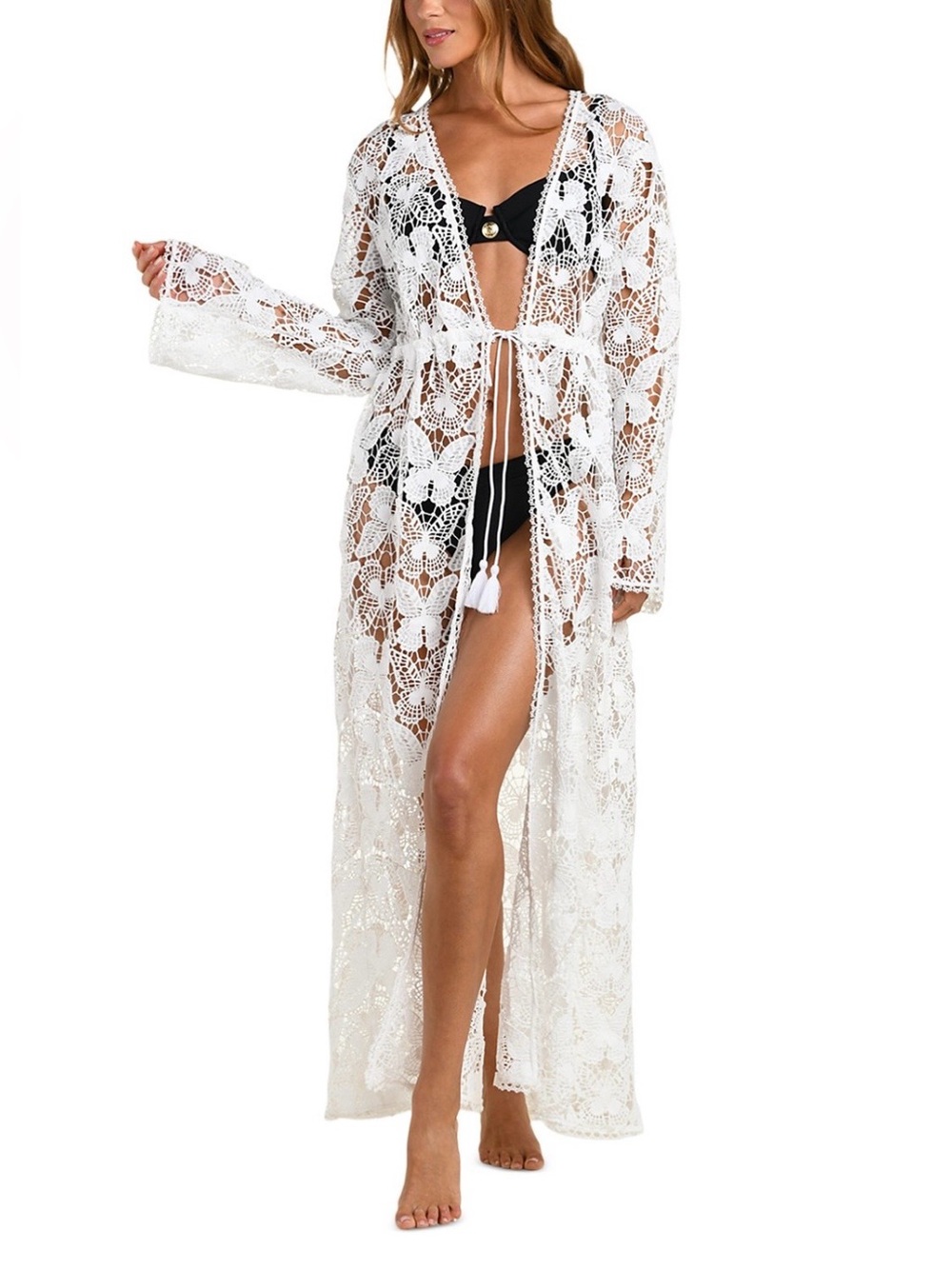 L’AGENCE butterfly crotchet cover up robe. Size XS. White